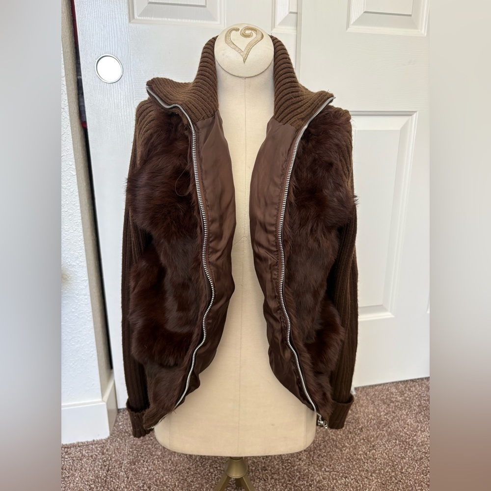 Vintage Brown Faux Fur Women's Sweater